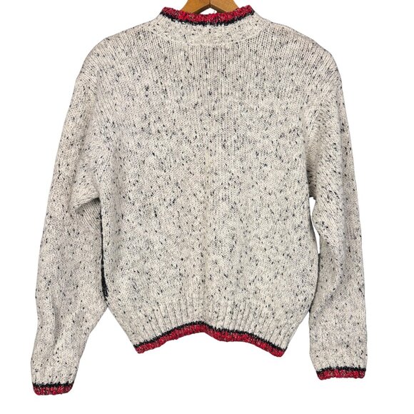 Vintage 90s Chunky Argyle Speckled Knit Sweater – Cotton Ramie Blend, Festive - Picture 7 of 8